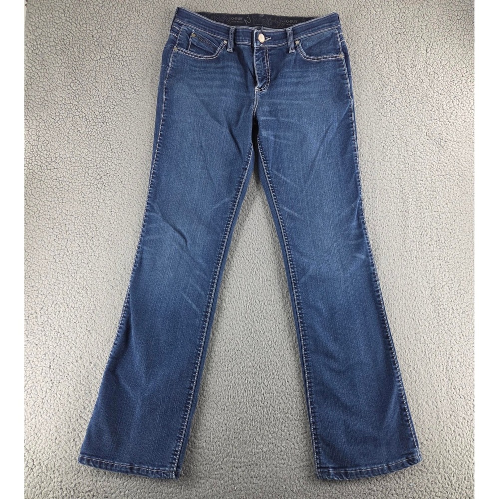 Wrangler Q Baby Ultimate Riding Jeans Womens 32 Dark Wash Bootcut Bling Pocket